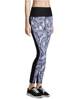 Xersion High Rise 7/8 Print Renata Black Tropical Block Fitted Leggings